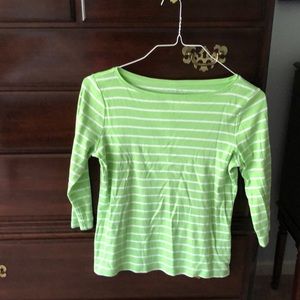 Women’s lime green and white 3/4 length sleeve top